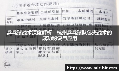 乒乓球战术深度解析：杭州乒乓球队包夹战术的成功秘诀与应用